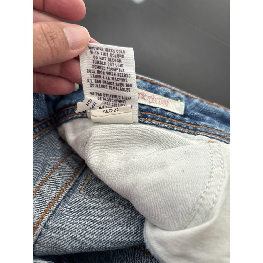 VTG 90s Y2K Grunge American Eagle Outfitters Womens Med Wash Wide Leg Jeans Sz 0 - Picture 11 of 12